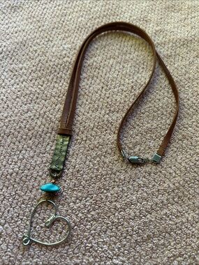 Follow your Heart Pendant Leather Necklace with Turquoise Accent Soft Leather